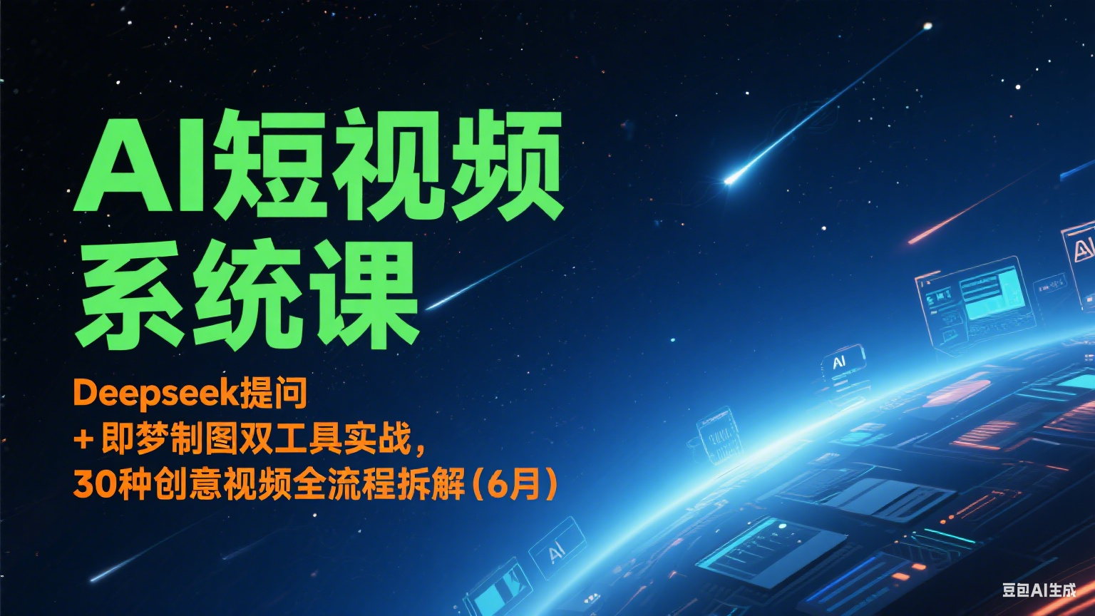 AI短视频系统课：Deepseek提问 + 即梦制图双工具实战，30种创意视频全流程拆解(6月)-明楼资源站