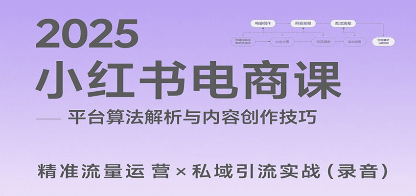2025小红书电商课：解析算法，创作高转化内容，助力卖家获取流量实现变现(录音)-明楼资源站