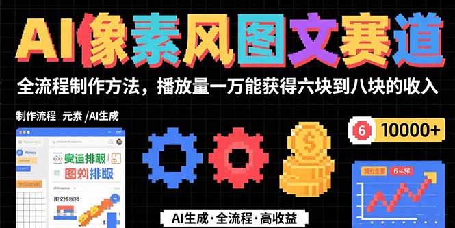 AI像素风图文赛道：全流程制作方法，播放量一万能获得6块到8块的收入-明楼资源站