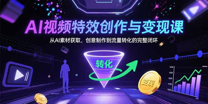 AI视频特效创作与变现课：从AI素材获取、创意制作到流量转化的完整闭环-明楼资源站