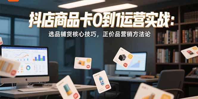 抖店商品卡0到1运营实战：选品铺货核心技巧，正价品营销方法论-明楼资源站