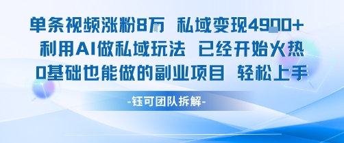 单条视频私域变现4.9k+利用AI做私域玩法 已经开始火热0基础也能做的副业项目轻松上手-明楼资源站