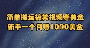 简单搬运搞笑视频挣美金，新手一个月入1k美金-明楼资源站