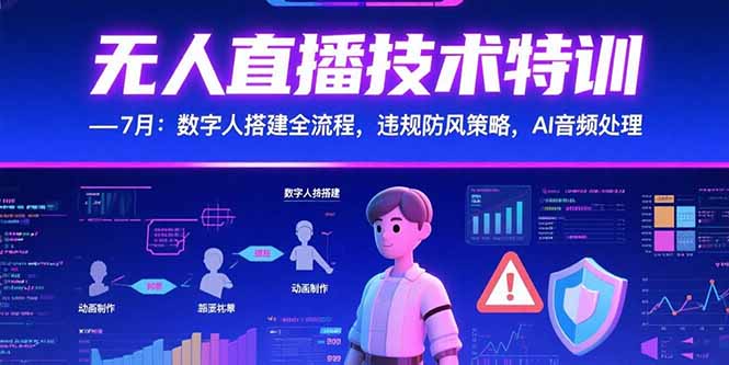 无人直播技术特训-7月：数字人搭建全流程，违规防风策略，AI音频处理-明楼资源站