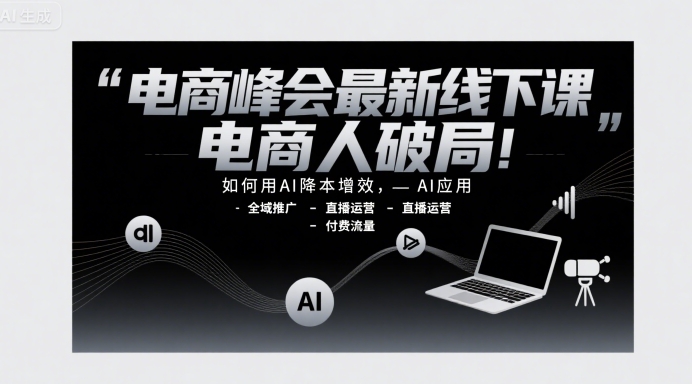 电商峰会最新线下课，电商人破局，如何用AI降本增效，AI应用-全域推广-直播运营-付费流量-明楼资源站