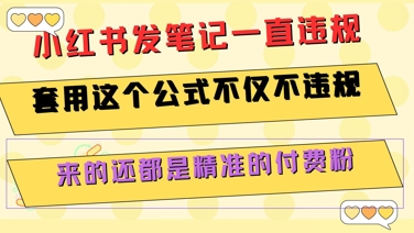 小红书发笔记一直违规，套用这个公式不仅不违规，来的还都是精准的付费粉-明楼资源站
