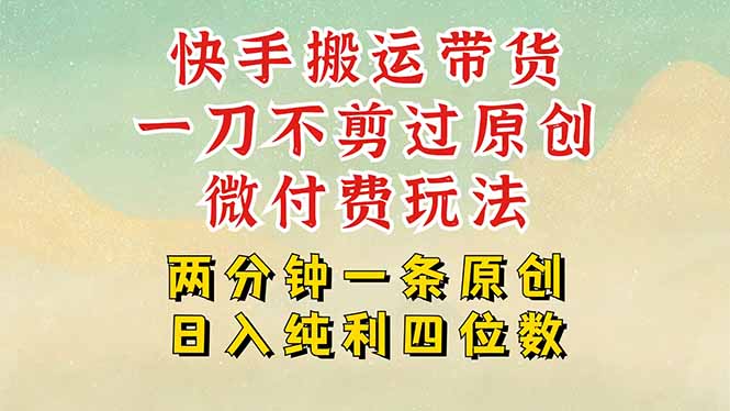 快手黑科技搬运带货，一刀不剪过原创，微付费投流玩法，轻松日入四位数…-明楼资源站