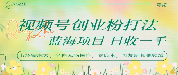 视频号创业粉打法，日入1k，蓝海项目，市场需求大，全程无脑操作，可复制-明楼资源站