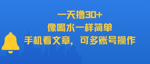 一天撸30+，像喝水一样简单，手机看文章，可多账号操作-明楼资源站