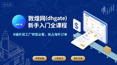 敦煌网(dhgate)新手入门全课程，B端外贸工厂转型必看，抢占海外订单-明楼资源站
