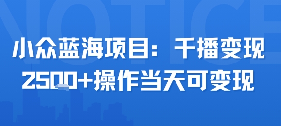 小众蓝海项目，千播变现2.5k+操作当天可变现-明楼资源站