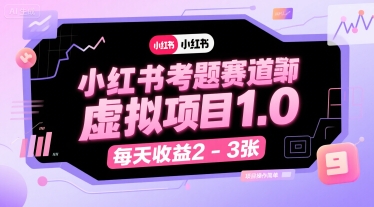 小红书考题赛道虚拟项目1.0，项目操作简单，每天收益2-3张-明楼资源站