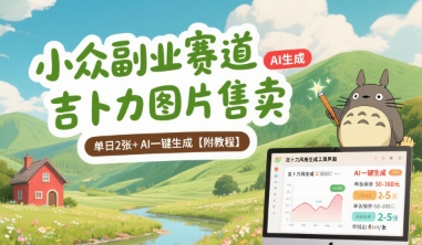 小众副业赛道 吉卜力图片售卖 单日2张+ AI一键生成【附教程】-明楼资源站