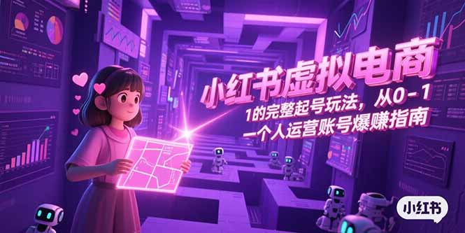 小红书虚拟电商，从0-1的完整起号玩法，一个人运营账号爆赚指南-明楼资源站