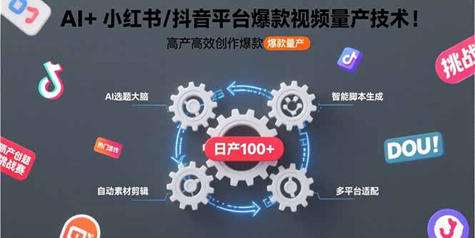 AI+小红书/抖音平台爆款视频量产技术：高产高效创作爆款视频！-明楼资源站