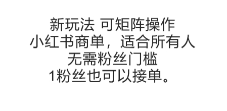 可矩阵操作，小红书商单新玩法，适合所有人，无需粉丝门槛，1粉丝也可以接单-明楼资源站