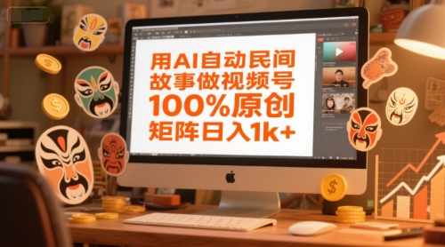 用AI自动民间故事做视频号，100%原创，矩阵日入1k+-明楼资源站