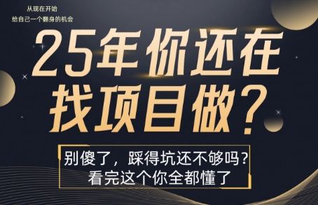 25年，你还在疯狂的找项目吗？别傻了，看完这个你都懂了【揭秘】-明楼资源站