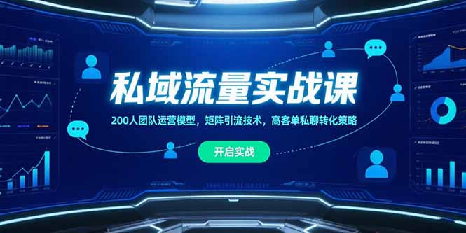 私域流量实战课，200人团队运营模型，矩阵引流技术，高客单私聊转化策略-明楼资源站
