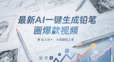 最新AI一键生成铅笔画爆款视频，多平台分发，日 入1k+，小白轻松上手【揭秘】-明楼资源站