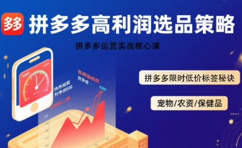 拼多多选品暴利技术实战课，拼多多高利润选品策略，拼多多限时低价标签秘诀-明楼资源站