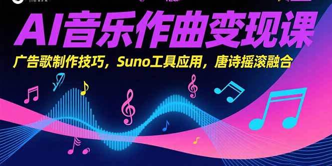 AI音乐作曲变现课，广告歌制作技巧，Suno工具应用，唐诗摇滚融合-明楼资源站