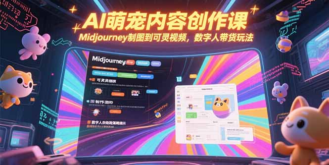 AI萌宠内容创作课，Midjourney制图到可灵视频，数字人带货玩法-明楼资源站