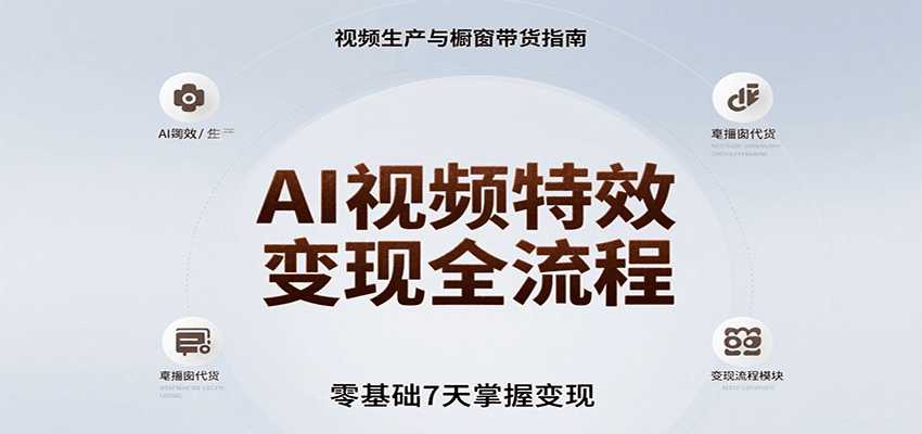AI视频特效变现全流程，零基础7天掌握视频生产到橱窗带货变现-明楼资源站