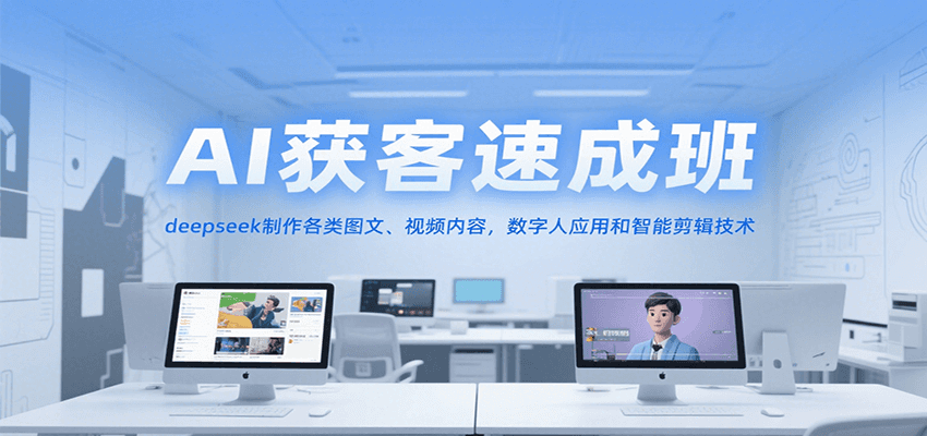 AI获客速成班，deepseek制作各类图文、视频内容，数字人应用和智能剪辑技术-明楼资源站