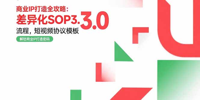 商业IP打造全攻略：差异化SOP3.0流程，短视频协议模板，婚恋项目实战案例-明楼资源站