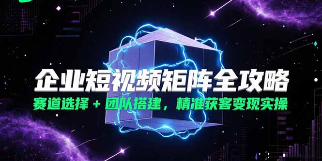 企业短视频矩阵全攻略，赛道选择+团队搭建，精准获客变现实操-明楼资源站