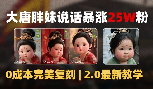 AI大唐胖贵妃说话2.0，40条视频暴涨40w粉，附独家变现攻略-明楼资源站