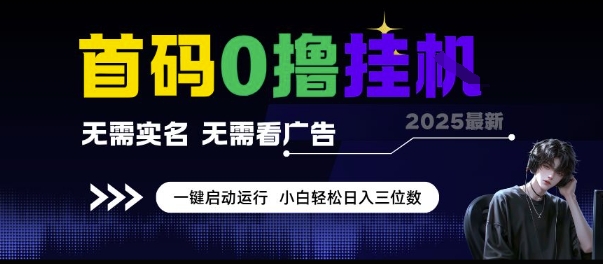 首码0撸挂G项目，无需实名无需看广告 一键启动运行，小白轻松日入三位数【揭秘】-明楼资源站