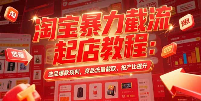 淘宝暴力截流起店教程：选品爆款预判，竞品流量截取，投产比提升-明楼资源站
