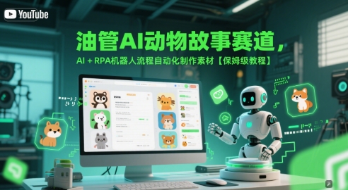 油管AI动物故事赛道，AI+RPA机器人流程自动化制作素材【保姆级教程】-明楼资源站
