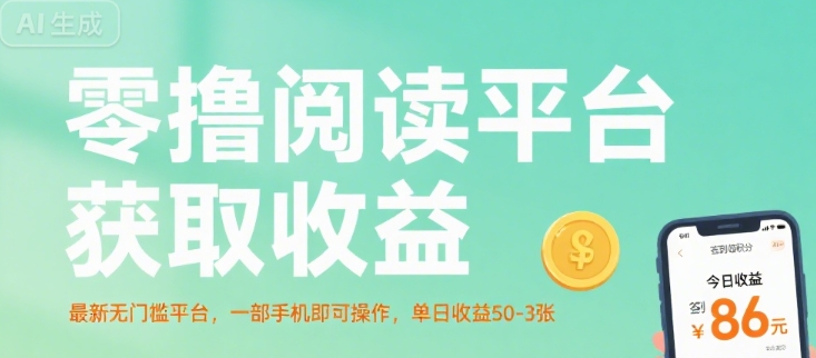 零撸阅读平台获取收益，最新无门槛平台，一部手机即可操作，单日收益50-3张【揭秘】-明楼资源站