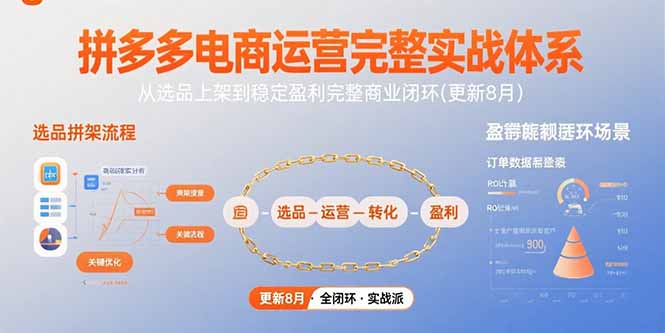 拼多多电商运营完整实战体系，从选品上架到稳定盈利完整商业闭环(更新8月-明楼资源站