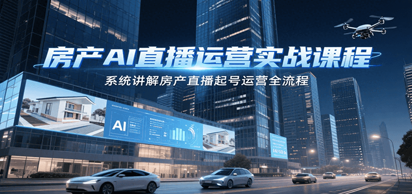 房产AI直播运营实战课程，系统讲解房产直播起号运营全流程-明楼资源站
