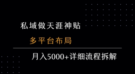 私域做天涯神贴 多平台布局 月入5k+详细流程拆解-明楼资源站