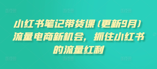 小红书笔记带货课(更新25年6月)流量电商新机会，抓住小红书的流量红利-明楼资源站