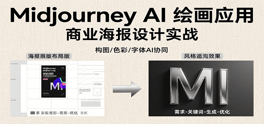 Midjourney AI绘画应用，关键词指令解析、漫画头像制作、海报设计、3D人物生成等-明楼资源站