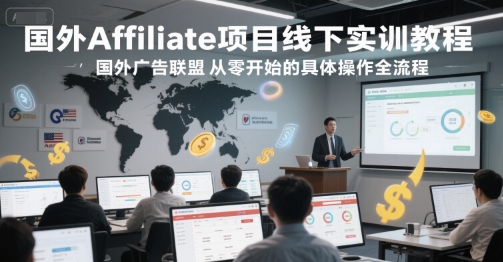 国外Affiliate项目线下实训教程，国外广告联盟从零开始的具体操作全流程-明楼资源站