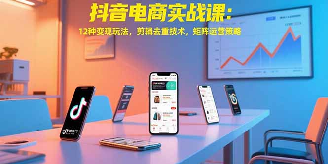 抖音电商实战课：12种变现玩法，剪辑去重技术，矩阵运营策略-明楼资源站