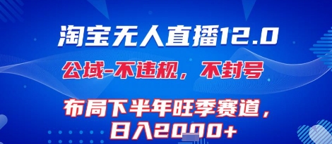 淘宝无人直播12.0，不封号，不违规，布局下半年旺季赛道，日入1k+(独家技术)【揭秘】-明楼资源站