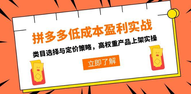 拼多多低成本盈利实战，类目选择与定价策略，高权重产品上架实操-明楼资源站