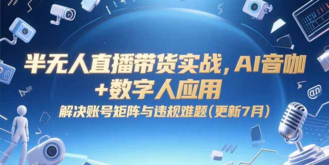 半无人直播带货实战，AI音咖+数字人应用 解决账号矩阵与违规难题(更新7月-明楼资源站