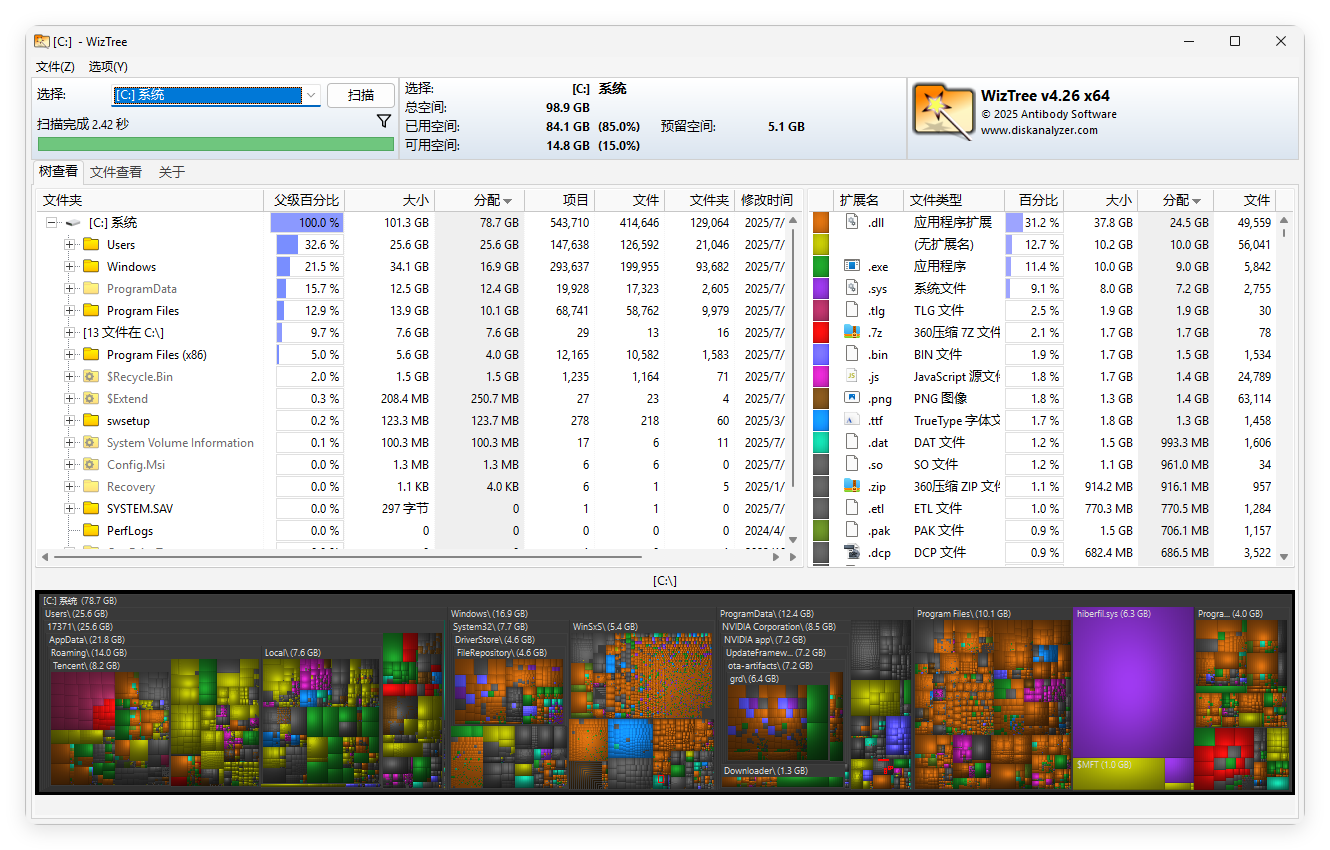 WizTree磁盘分析工具v4.26便携版-明楼资源站