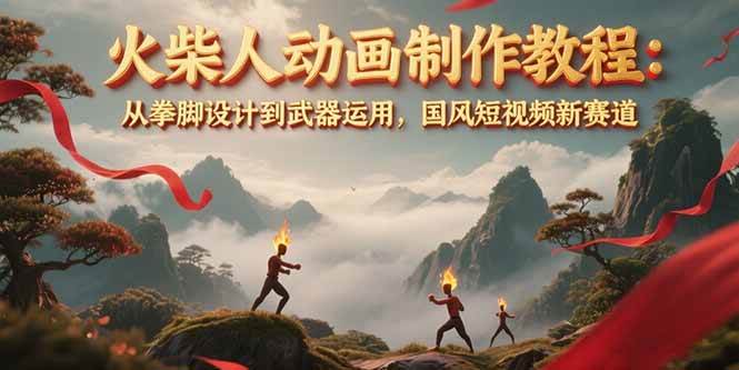 火柴人动画制作教程：从拳脚设计到武器运用，国风短视频新赛道-明楼资源站