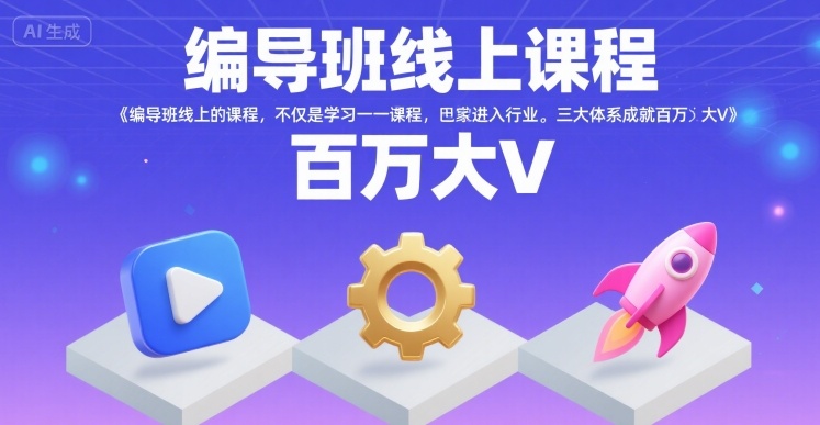 编导班线上课程，不仅是学习一门课程，更是进入一个行业，三大体系成就百万大V-明楼资源站