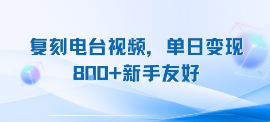 复刻电台视频，单日变现8张+新手友好，长期可做-明楼资源站